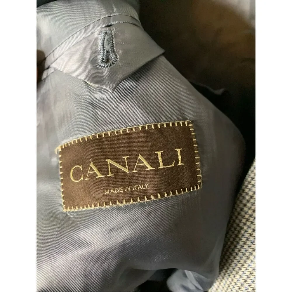 Canali 100% wool blazer suit jacket patterned double vented men's size 52
